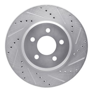 Ford Mustang Brake Rotor (1) - Front Right - R1 Concepts - Drilled & Slotted - Silver - `05-`14 Ford Mustang Brake Rotor (1) - Front Right - R1 Concepts - Drilled & Slotted - Silver - `05-`14